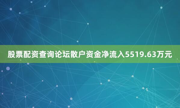 股票配资查询论坛散户资金净流入5519.63万元